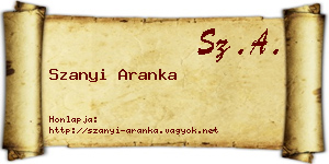 Szanyi Aranka névjegykártya